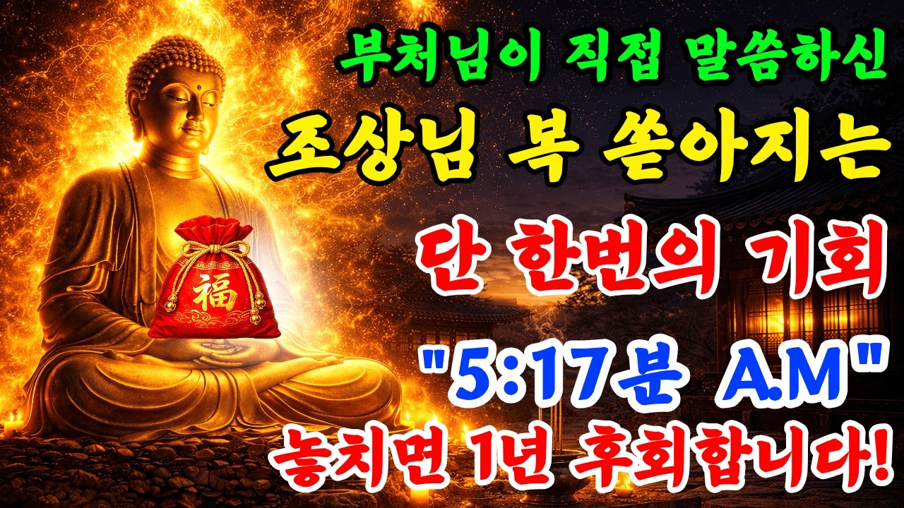 설날 새벽 5시 17분, 이 기도 딱 한 번이면 조상님이 1년 내내 복 쏟아붓습니다 (부처님 직접 말씀) #설날 #새벽기도 #조상님 #부처님말씀 #불교 #마음공부 #금강경 #천수경