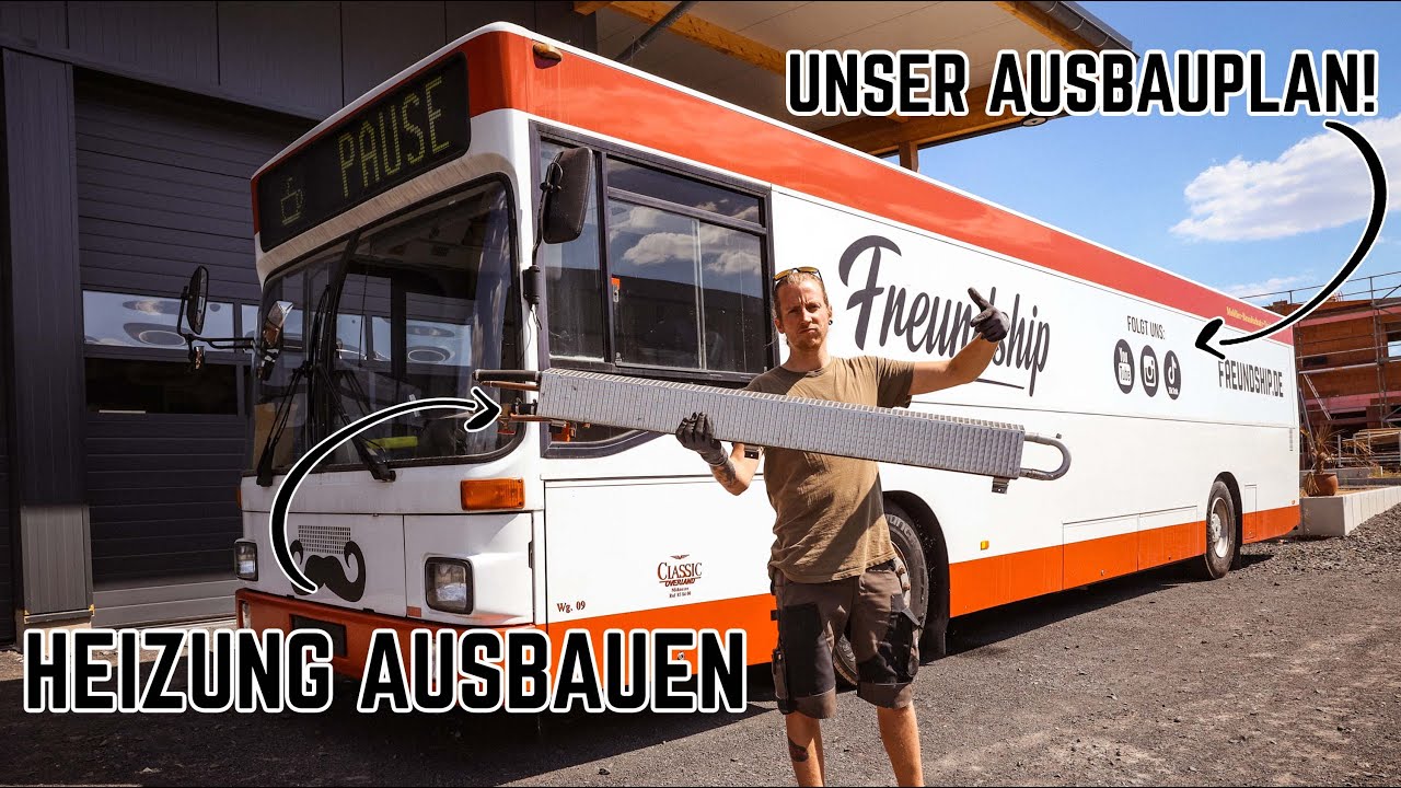 🚌 Heizung aus dem Linienbus ausbauen! Wir stellen unser Ausbau Konzept vor 🤩 Gibts doch ein Bad?!