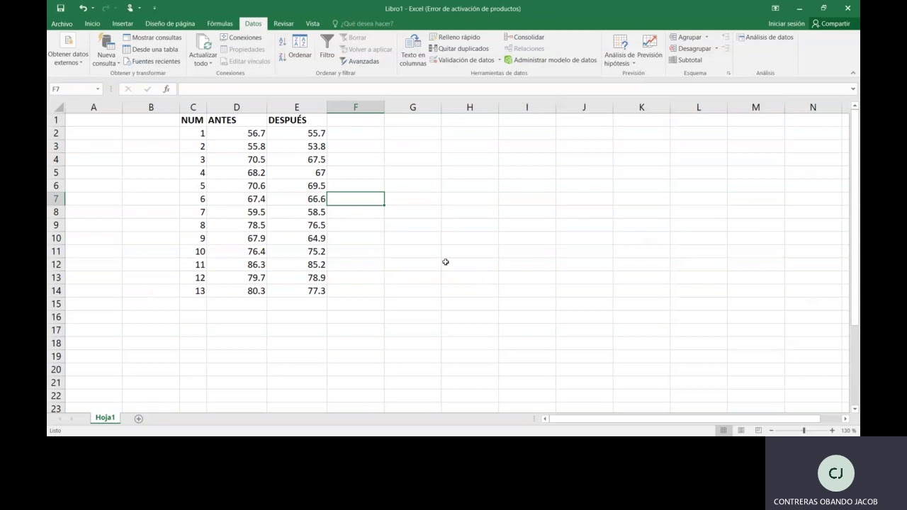 Tstudent en excel
