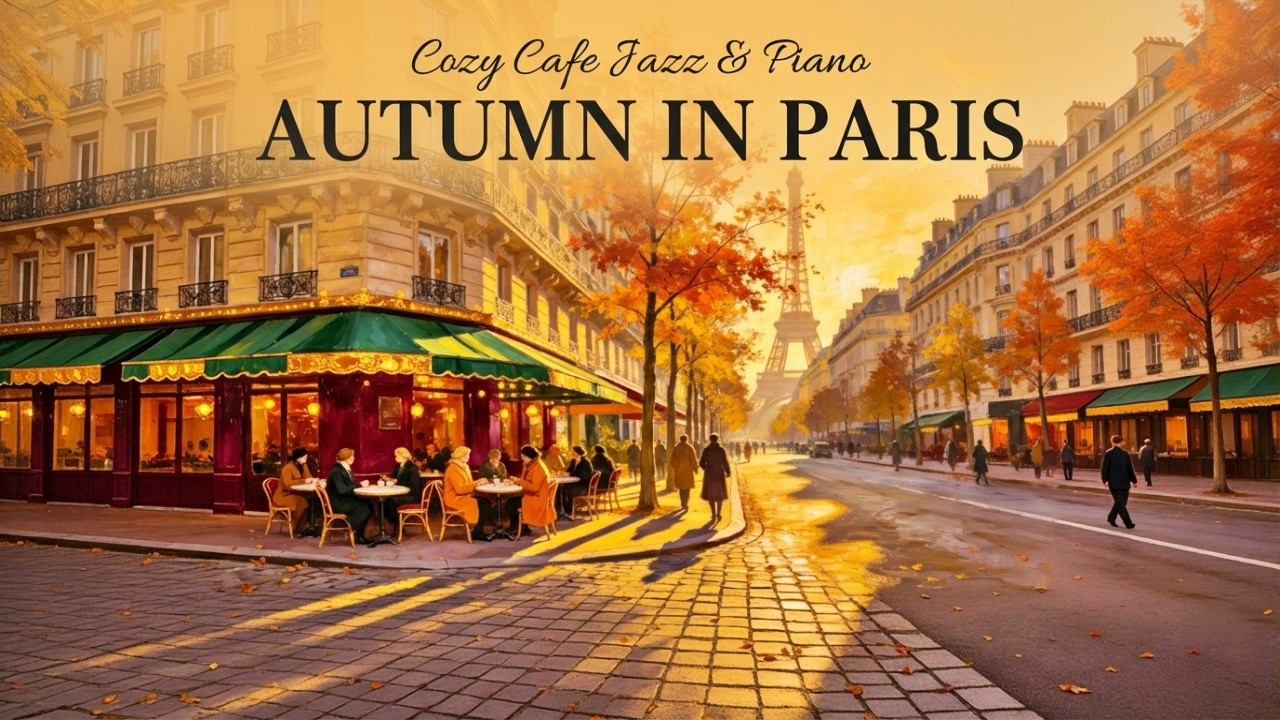 AUTUMN IN PARIS 🍂 French Instrumental Music — Cozy Cafe Jazz | Sunset over the Eiffel Tower
