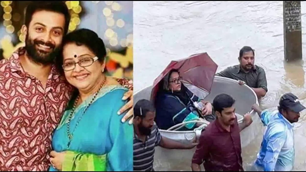 Mallika Sukumaran Actor Prithviraj's Mother Saved from Flood Hit house