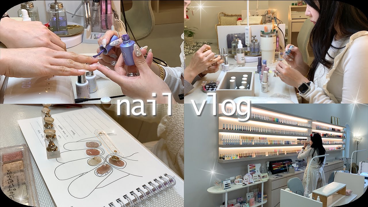 Nail vlog | 3인 네일샵브이로그 (아이즈미 겨울컬러 발색,  1월아트 준비하기, 네일창업반수강, 젤연장 시술영상)