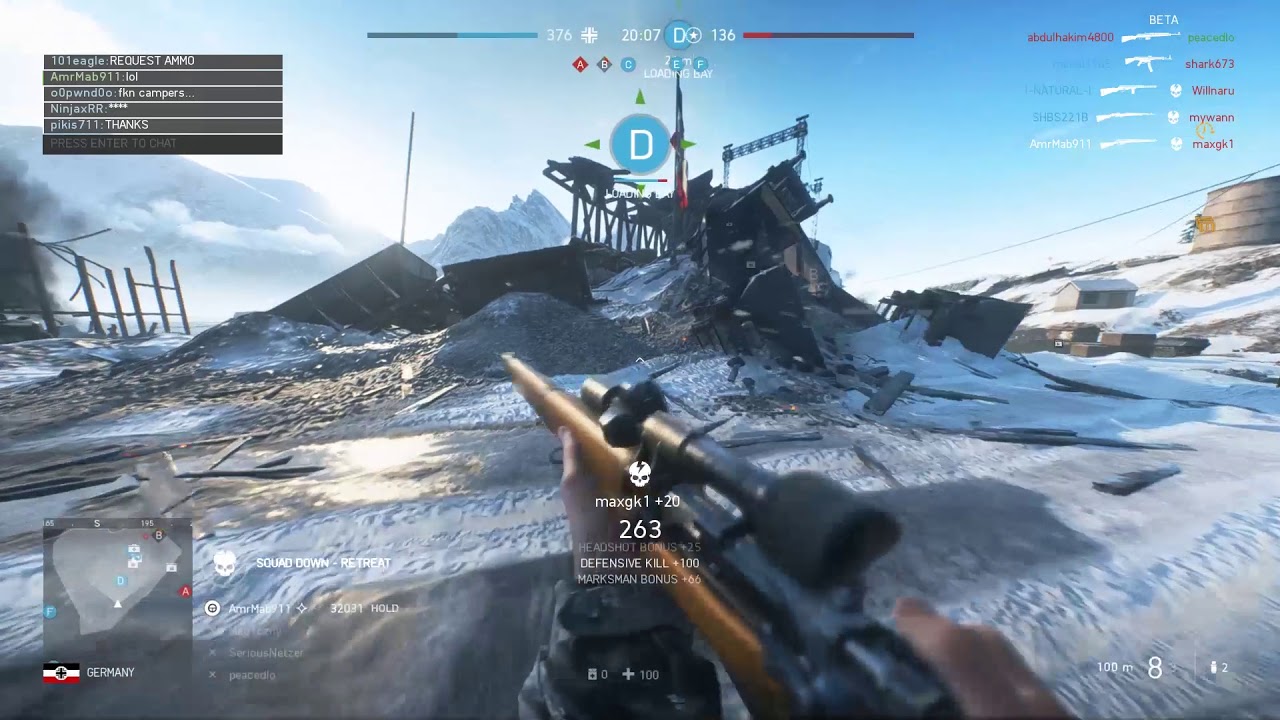 Sniper Game play #1 - lee Enfield No. 4 -  BFV Open Beta