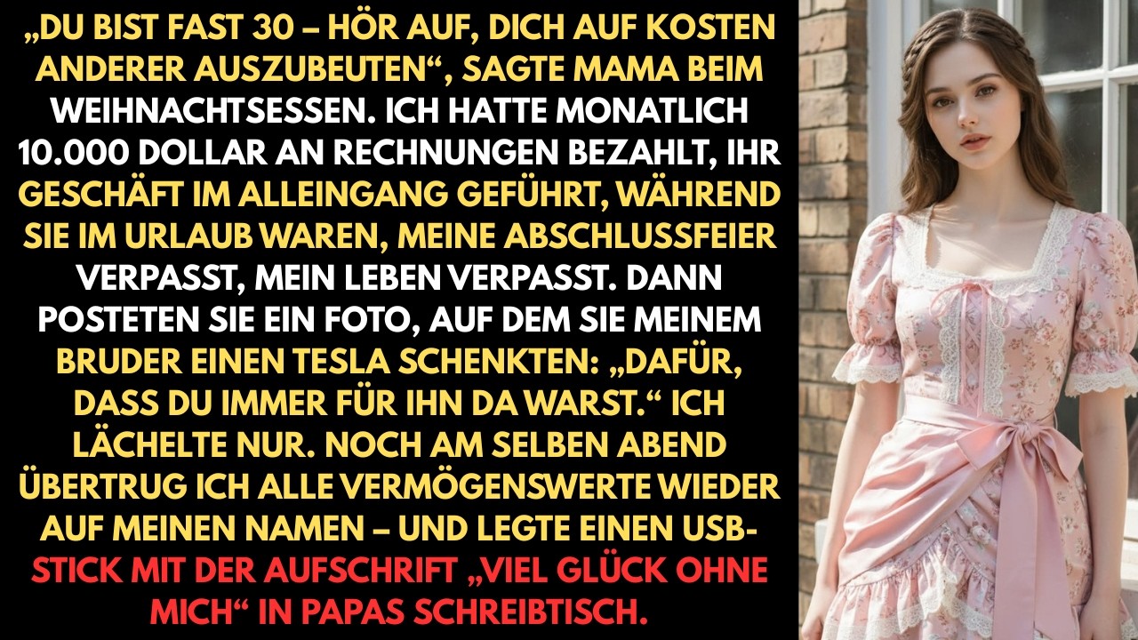 „Du bist fast 30 – hör auf dich auf Kosten anderer durchzuschlagen sagte Mama beim Weihnachtsessen