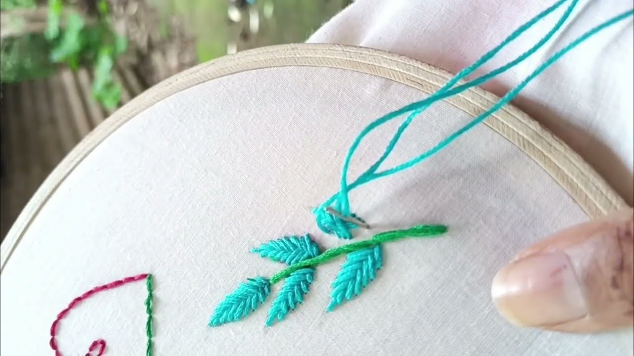 🌿 Easy & Beautiful Leaf Embroidery Design | Hand Embroidery for Beginners