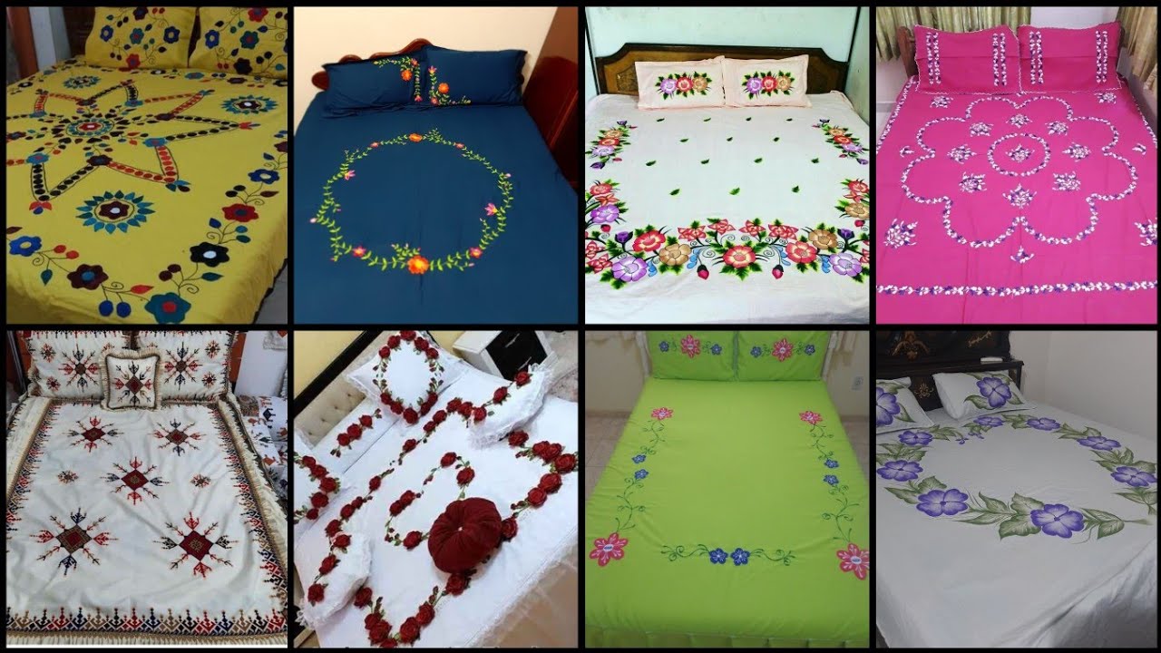 Beautiful Hand Work Bedsheet Designs/Embroidered Bedsheet Designs/Hand Painting Bedsheet