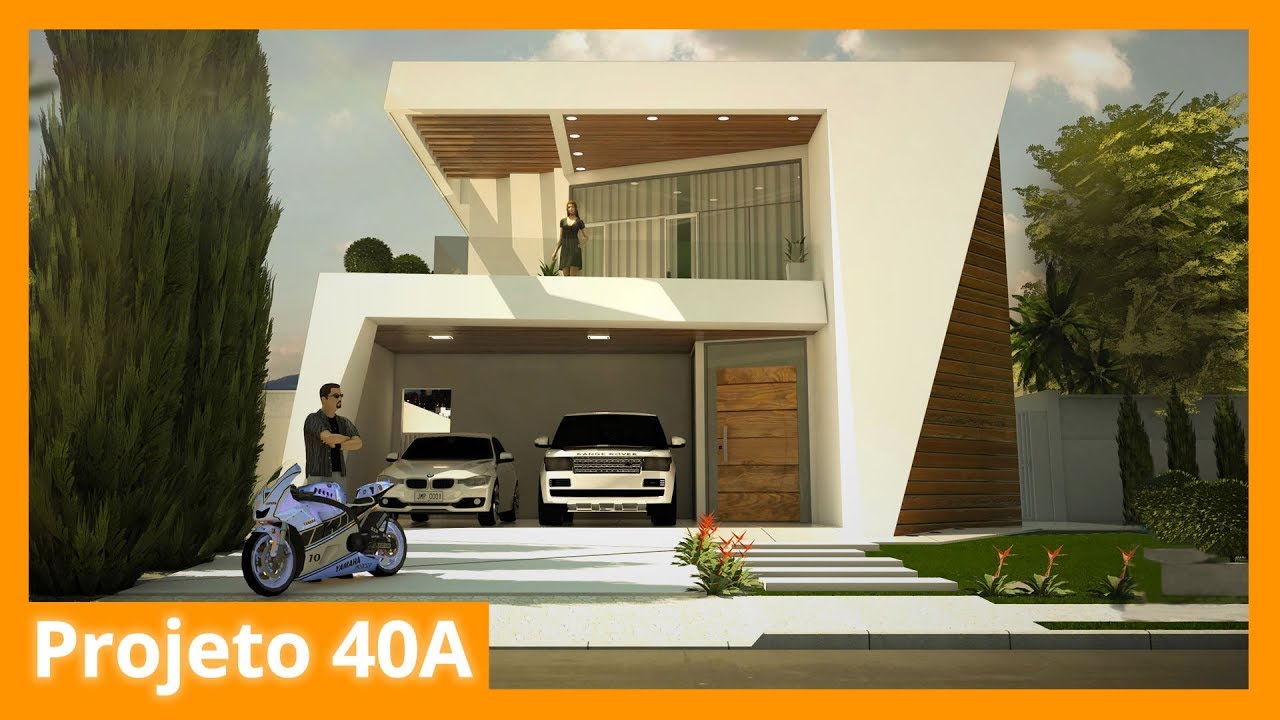 Planta de sobrado moderno com 3 quartos - 40A