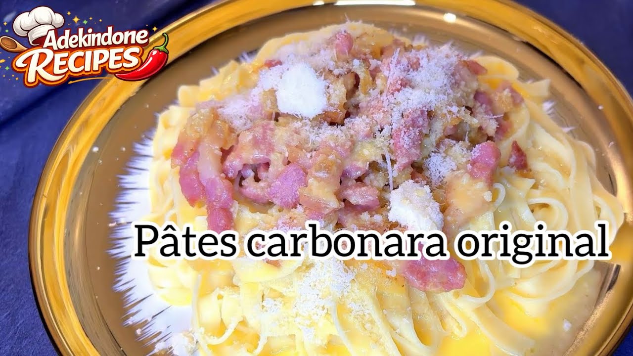 Pâtes carbonara  original  si vous aimez les pâtes essaye-moi ça😋😋#food#recettefacile #foryou #duet 