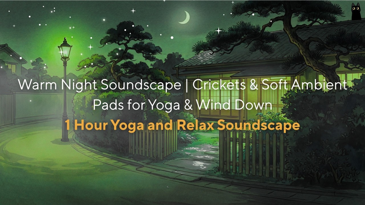 Warm Night Soundscape | Crickets & Soft Ambient Pads for Yoga & Wind Down (1 Hour)
