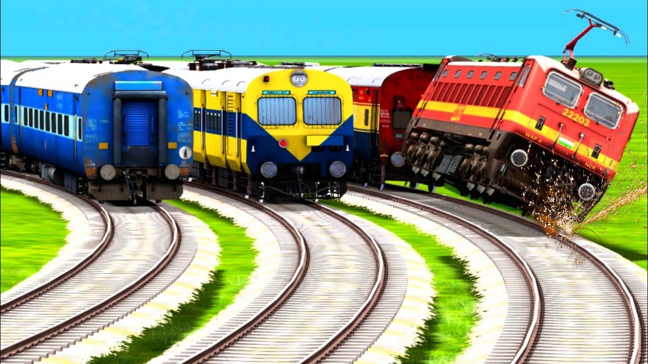 OVER SPEED LIVE TRAIN ACCIDENT AT 3 MOST DIFFICULT CURVED RAILWAY TRACKS|Train simulator|Raikworks|