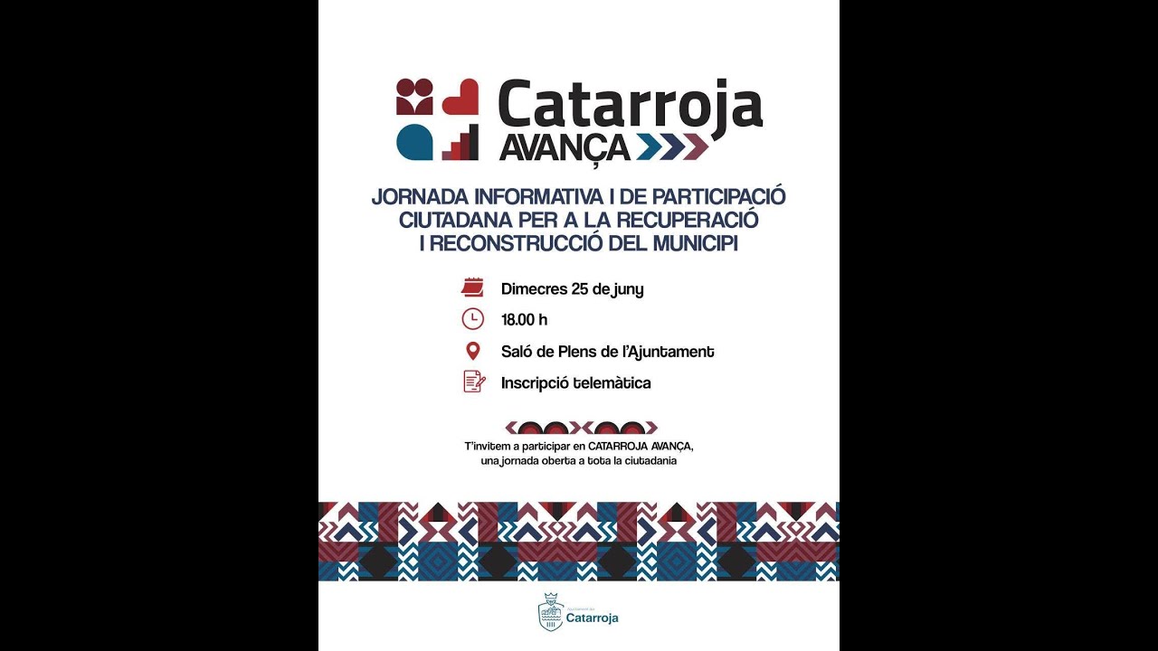 JORNADA INFORMATIVA I DE PARTICIPACIÓ CIUTADANA PER A LA RECUPERACIÓ I RECONSTRUCCIÓ DE CATARROJA