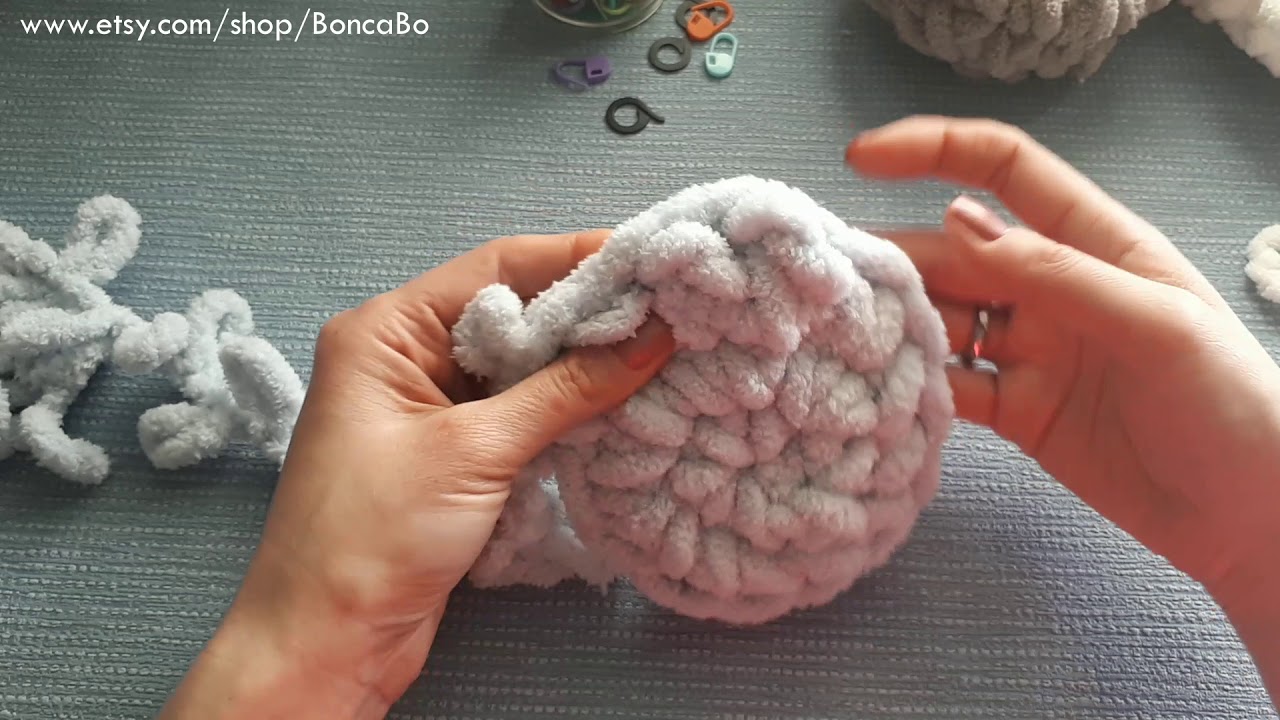 Double crochet with Alize Puffy or loop yarn