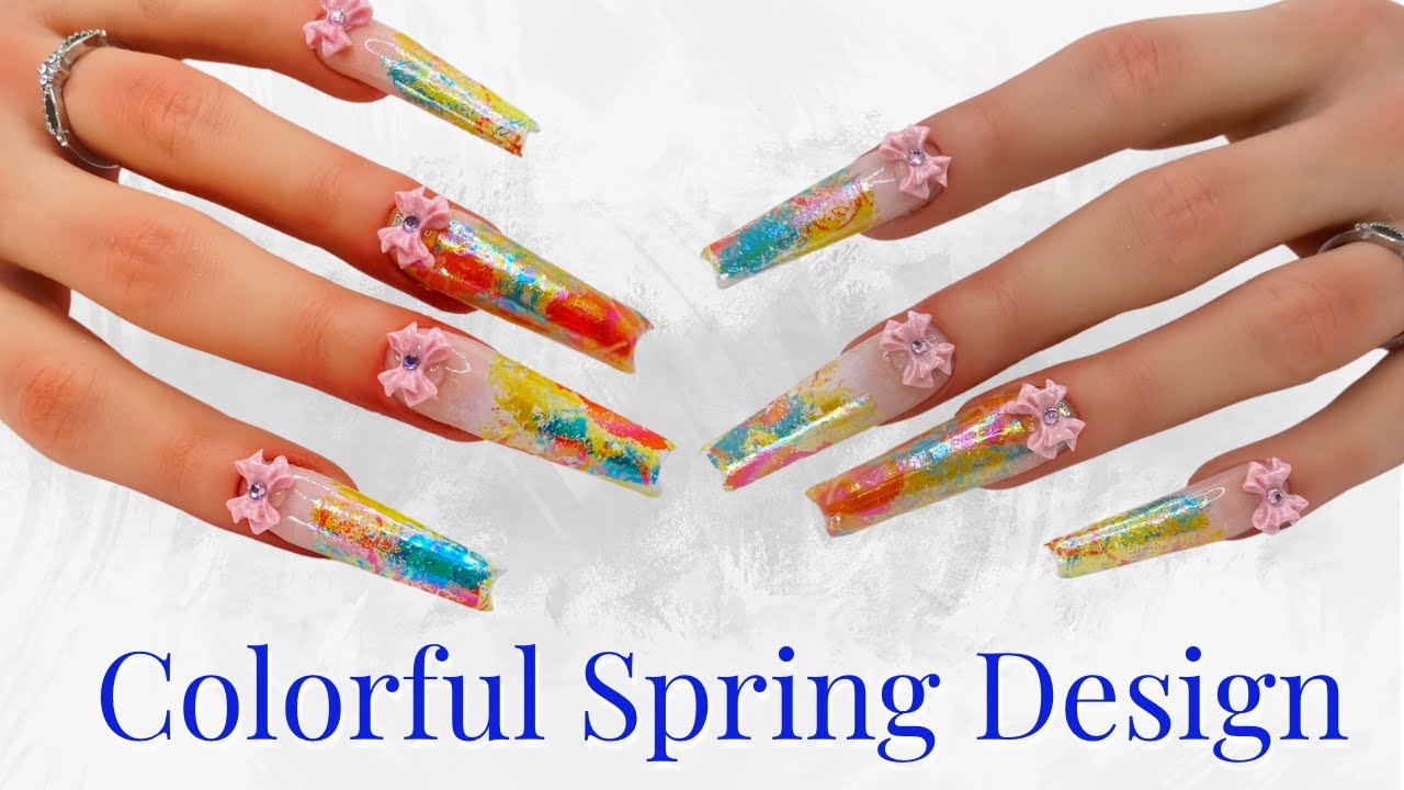 Colorful Spring Nails Using Transfer Foil