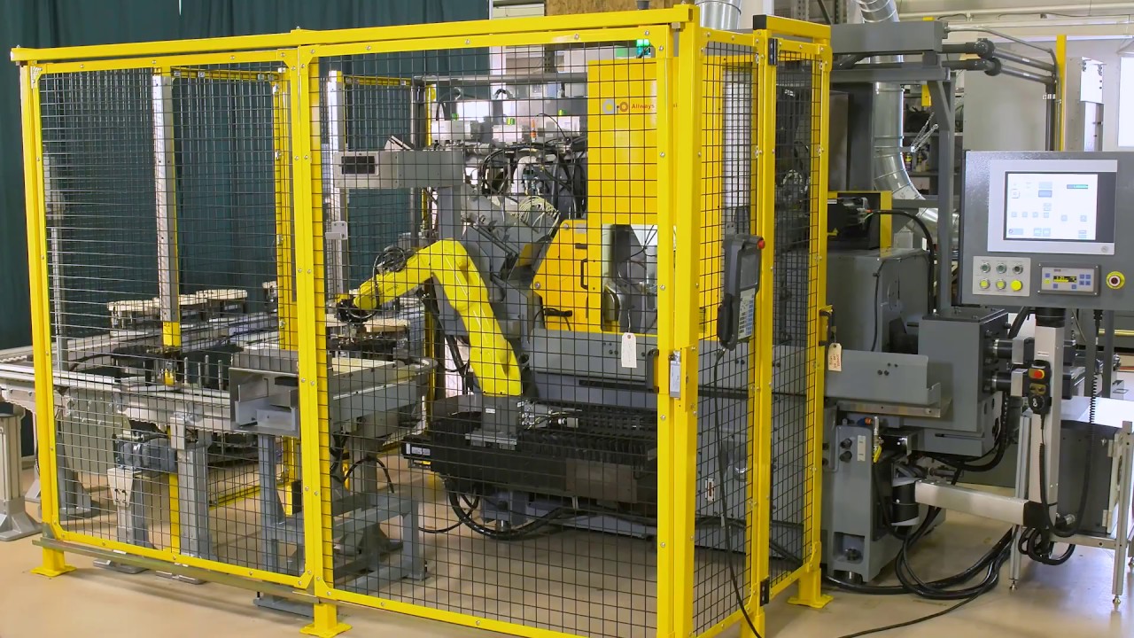 Allways Precision, Inc Cincinnati 220-8 Centerless Grinder Palletized Conveyor System & FANUC Robot