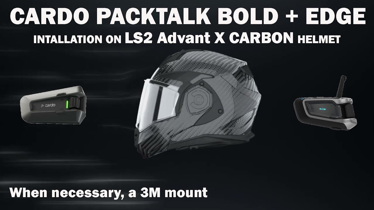 Установка Cardo Bold - Edge с креплением 3M на шлем LS2 Advant X Carbon