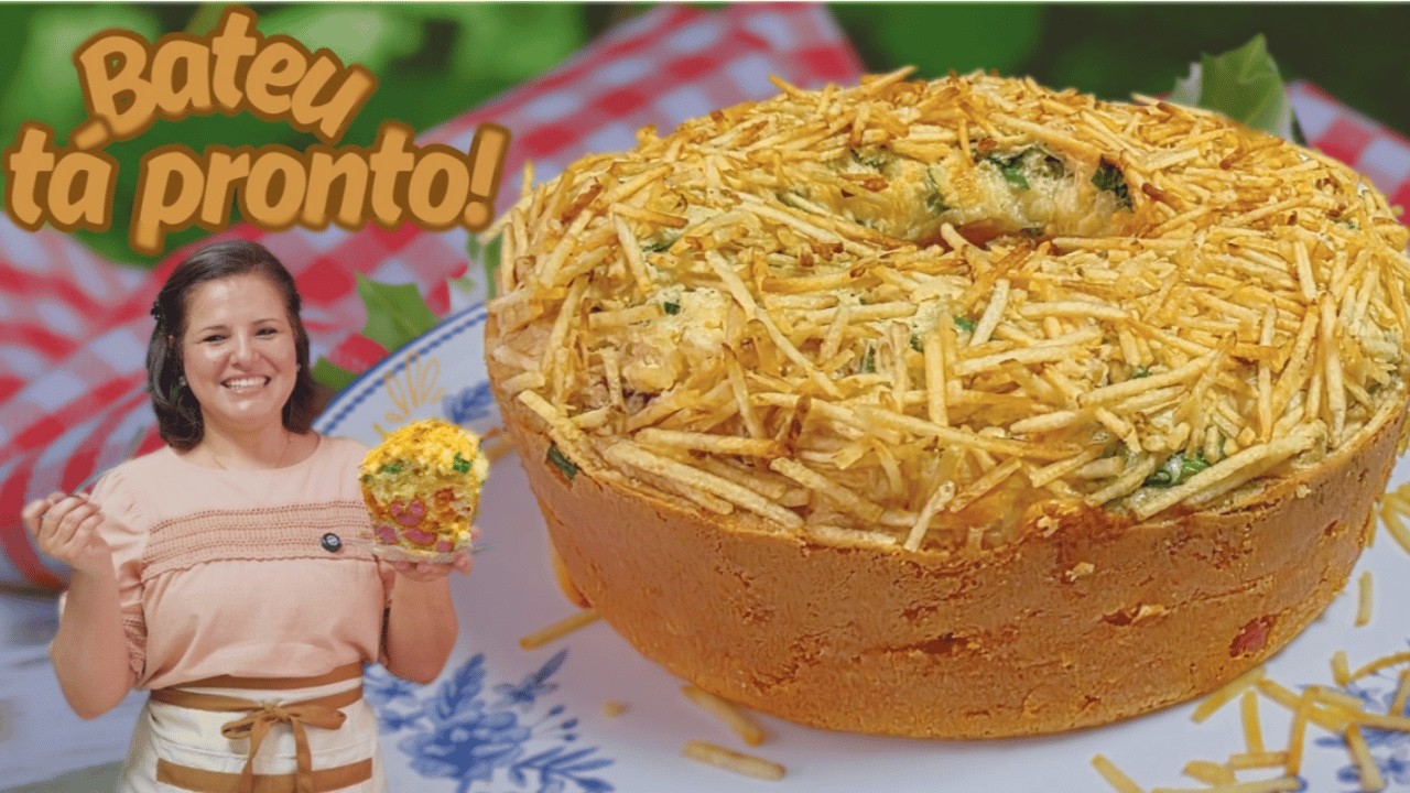 BATEU, TÁ PRONTO! RECEITA SUPER FÁCIL E PERFERITA PARA O LANCHE DA TARDE - Bolo Salgado Fácil