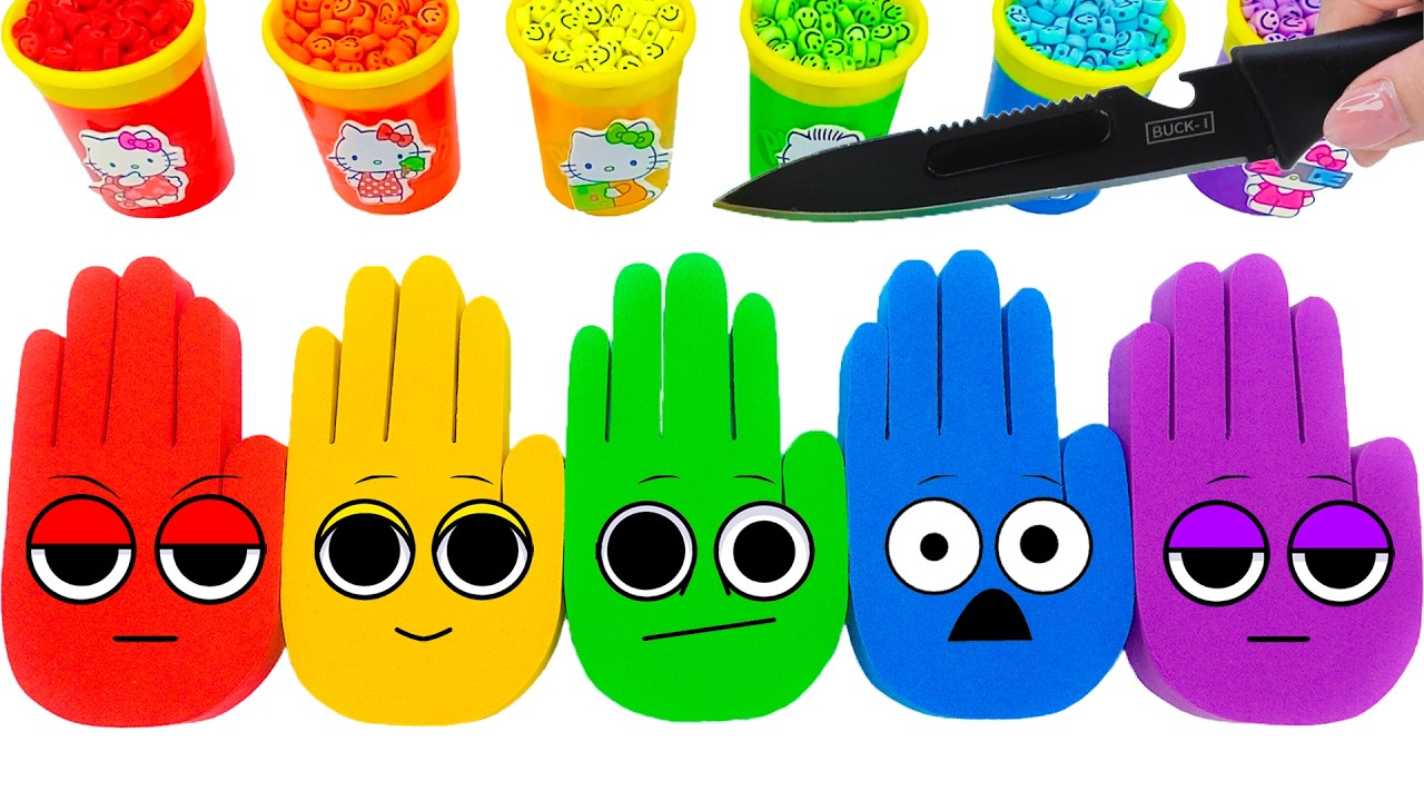 Satisfying Video | How To Make Rainbow Hand With Kinetic Sand Cutting ASMR | Yo Yo Candy