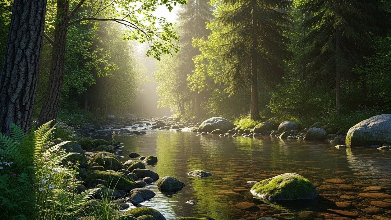 Tranquil River in Forest 🌲🌊 Relaxing Nature Ambience for Focus and Serenity #2154