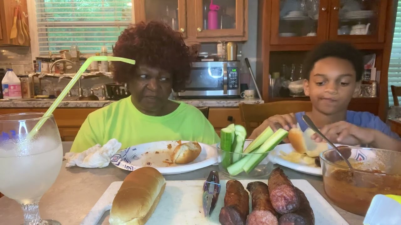 Today we’re eating chili sausage dogs