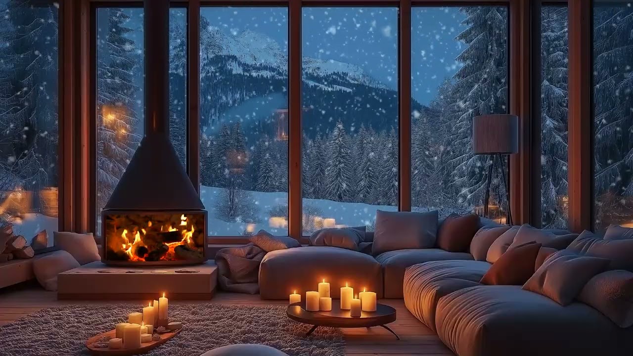 ❄️Snowstorm Sounds | Warm Cabin Fireplace Ambience | 3 Hours Stress Relief Study Relax Sleep Healing
