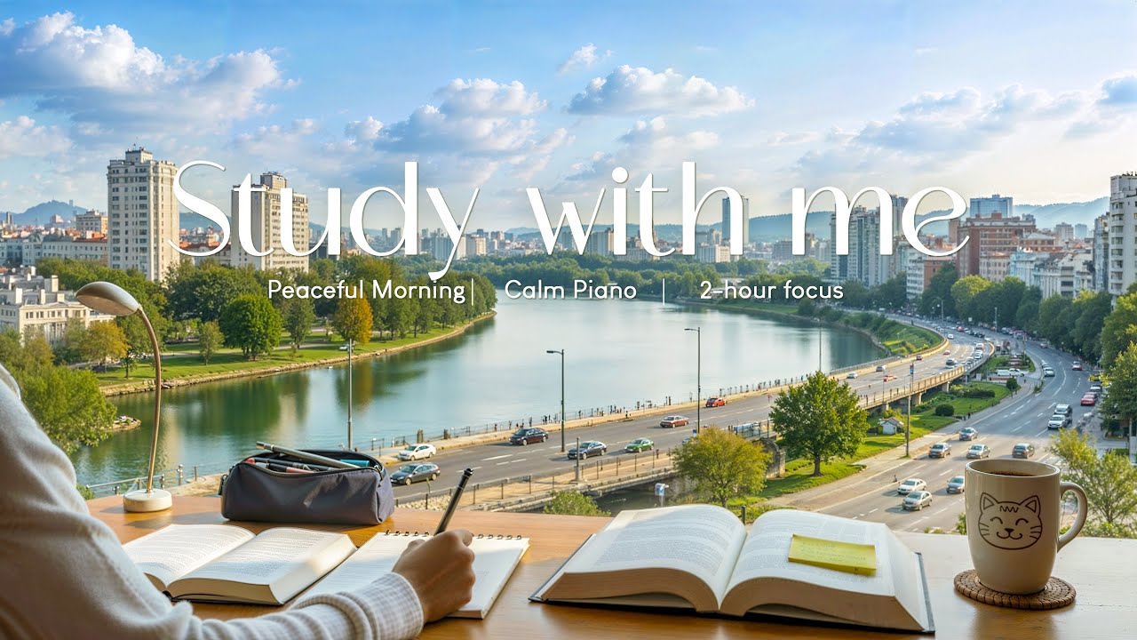 2-HOUR STUDY WITH ME 📖 Peaceful Morning ☀️ Calm Piano & Soft Nature Ambience 🌿 Pomodoro 50/10