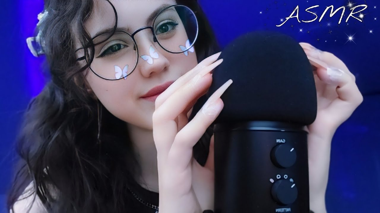 АСМР с ветрозащитой ⋆｡°✩ скрэтчинг, сжимание, mic pumping +ноготочки