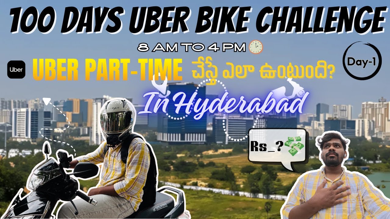 Uber Bike Earnings Hyderabad | 8AM to 4PM | Day-1 Challenge Start