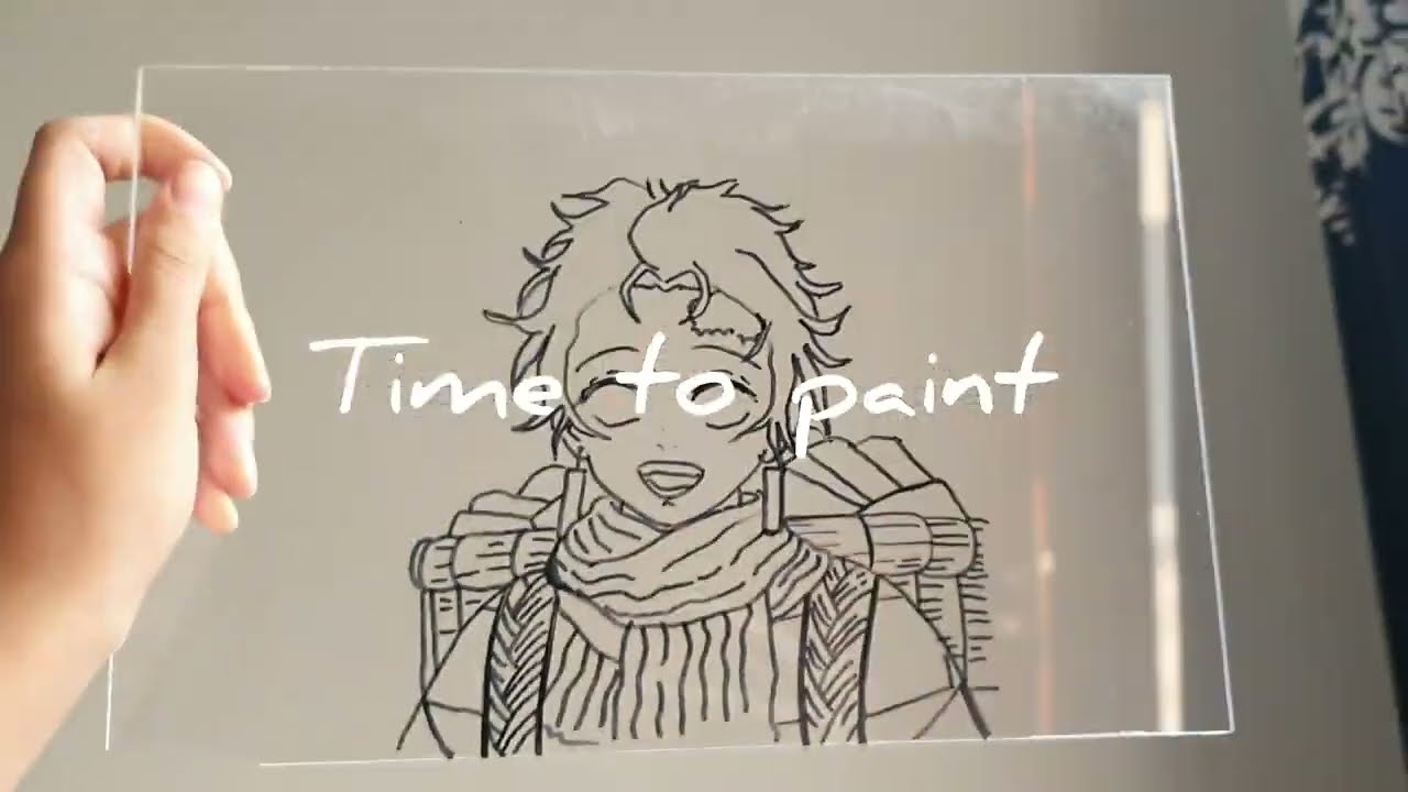 Acrylic sheet/glass painting| Painting tanjiro kamado from demon slayer 🖌