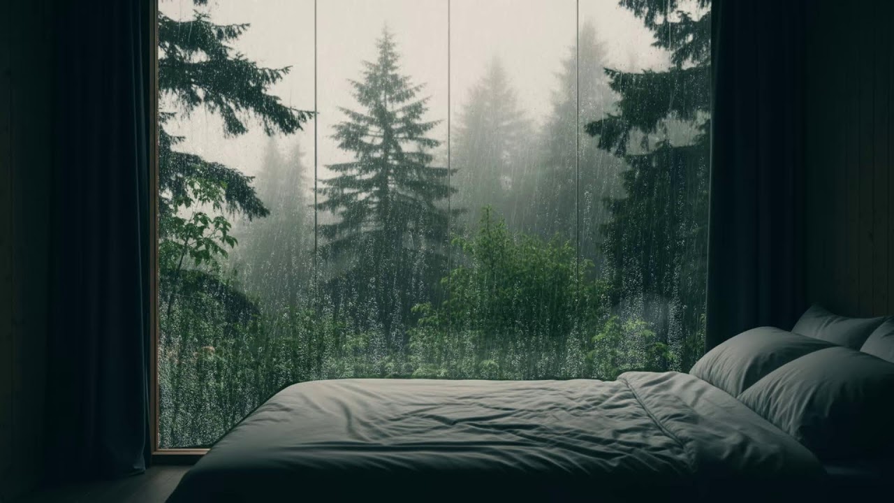 Soft Rain Sound in Wooden Cabin Natural Calm Ambience for Sleep and Serenity