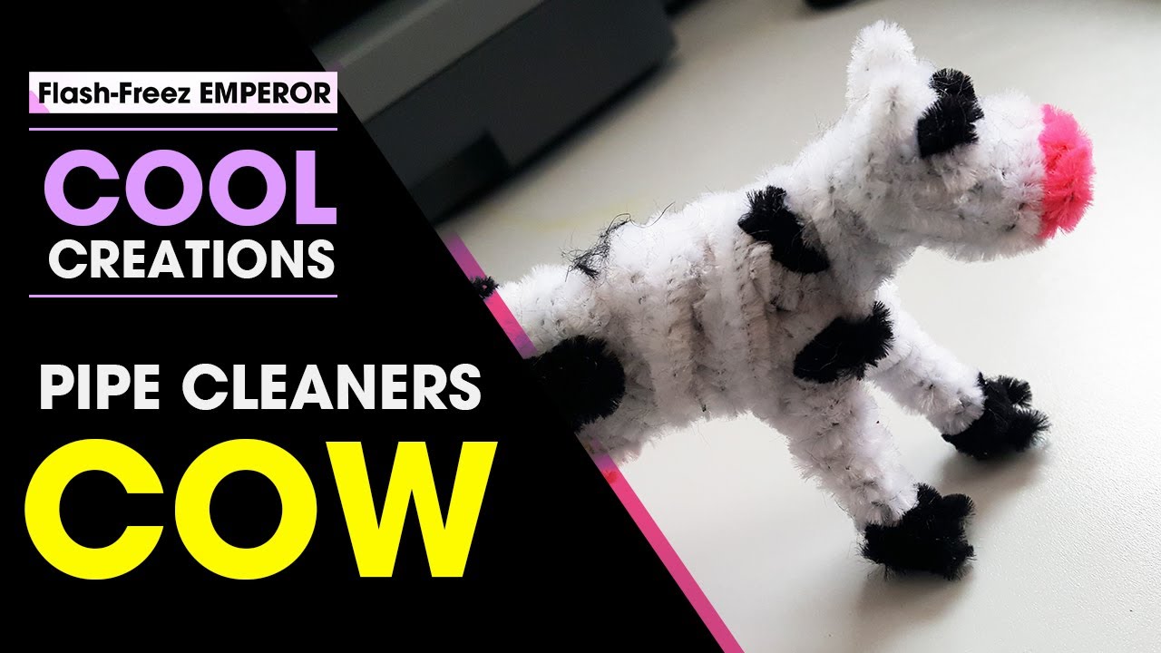 Pipe Cleaners Cow Character  ~ DIY Creation Fuzzy Sticks Fun Craft