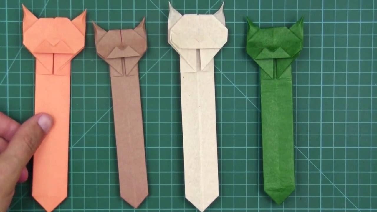 本のための折り紙猫のブックマーク - 簡単な折り紙 ねこのしおり