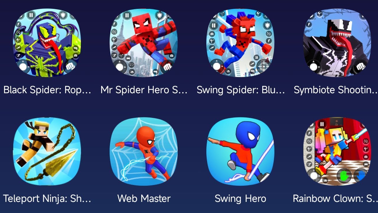 Black Spider Rope Symbiote,Teleport Ninja Shadow Master,Web Master,Mr Spider Hero Shooting Puzzle