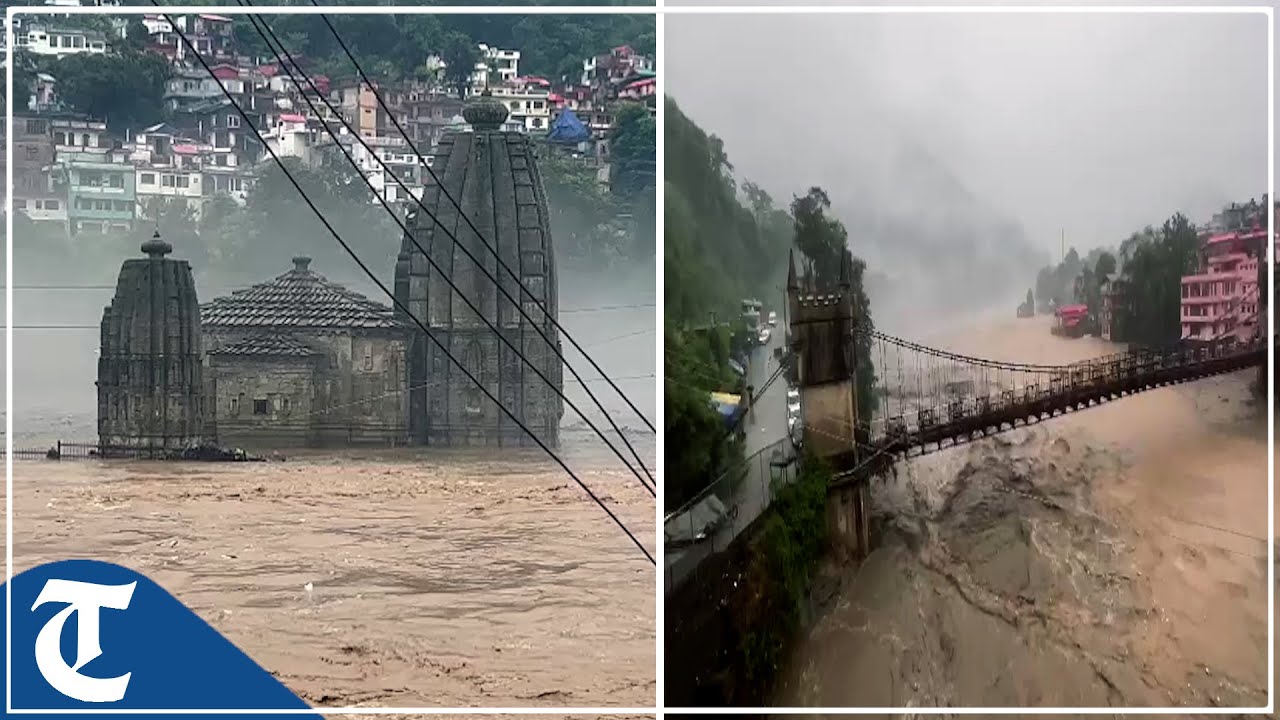 HP: Beas River flowing in full spate in Mandi as downpour continues
