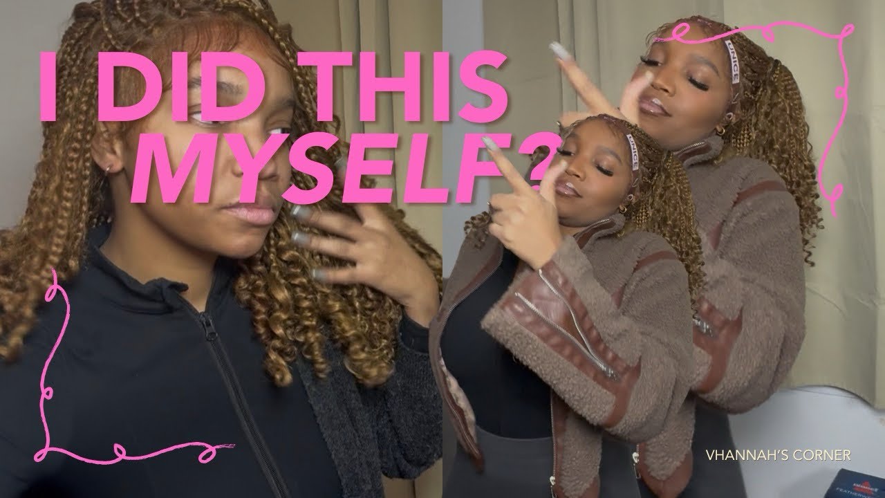 Beginner Installs Braided Wig for the First Time | 16 Inch Knotless Synthetic Wig Review