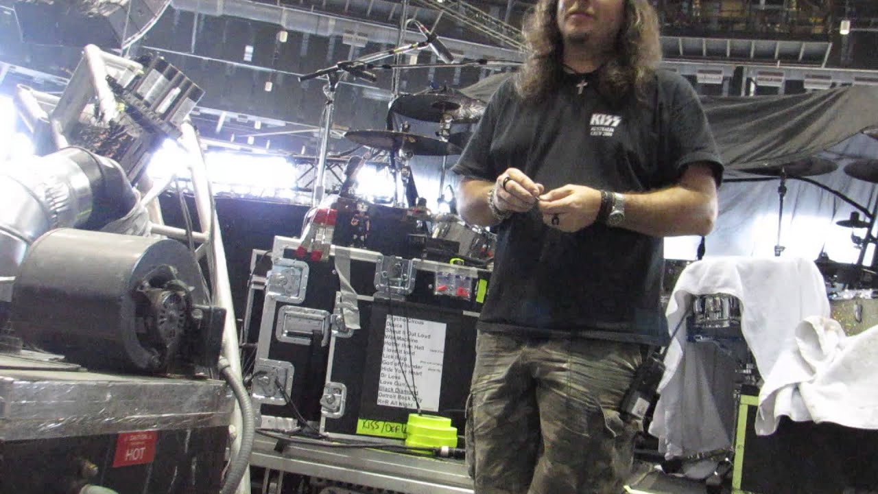 Eric Singer Kiss Drum Tech Paul Bassett Backstage Hartford CT 8/10/14