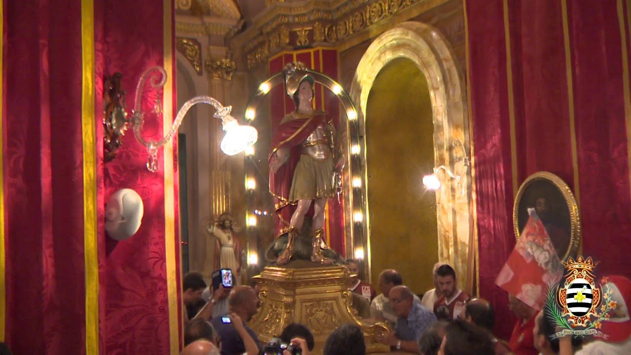 Il-ħruġ min-niċċa tal-vara ta' San Gorg fil Rabat Ghawdex Festa 2014 ᴴᴰ