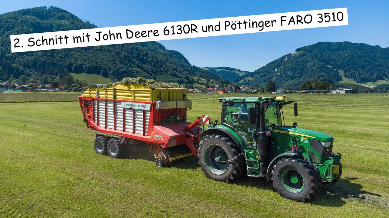 4K | 2. Schnitt einfahren mit John Deere 6130R und Pöttinger FARO 3510 | Poiz Tv