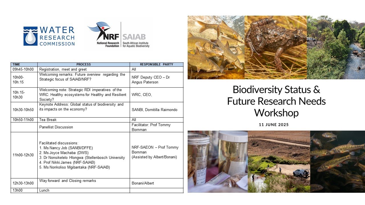 NRF-SAIAB & WRC Technical Workshop on Biodiversity Status & Future Research Needs