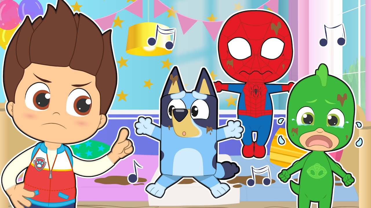 CINCO BEBÉS 🐾🎶 ¡Mira lo que pasó cuando uno de los bebés resbaló en el charco!