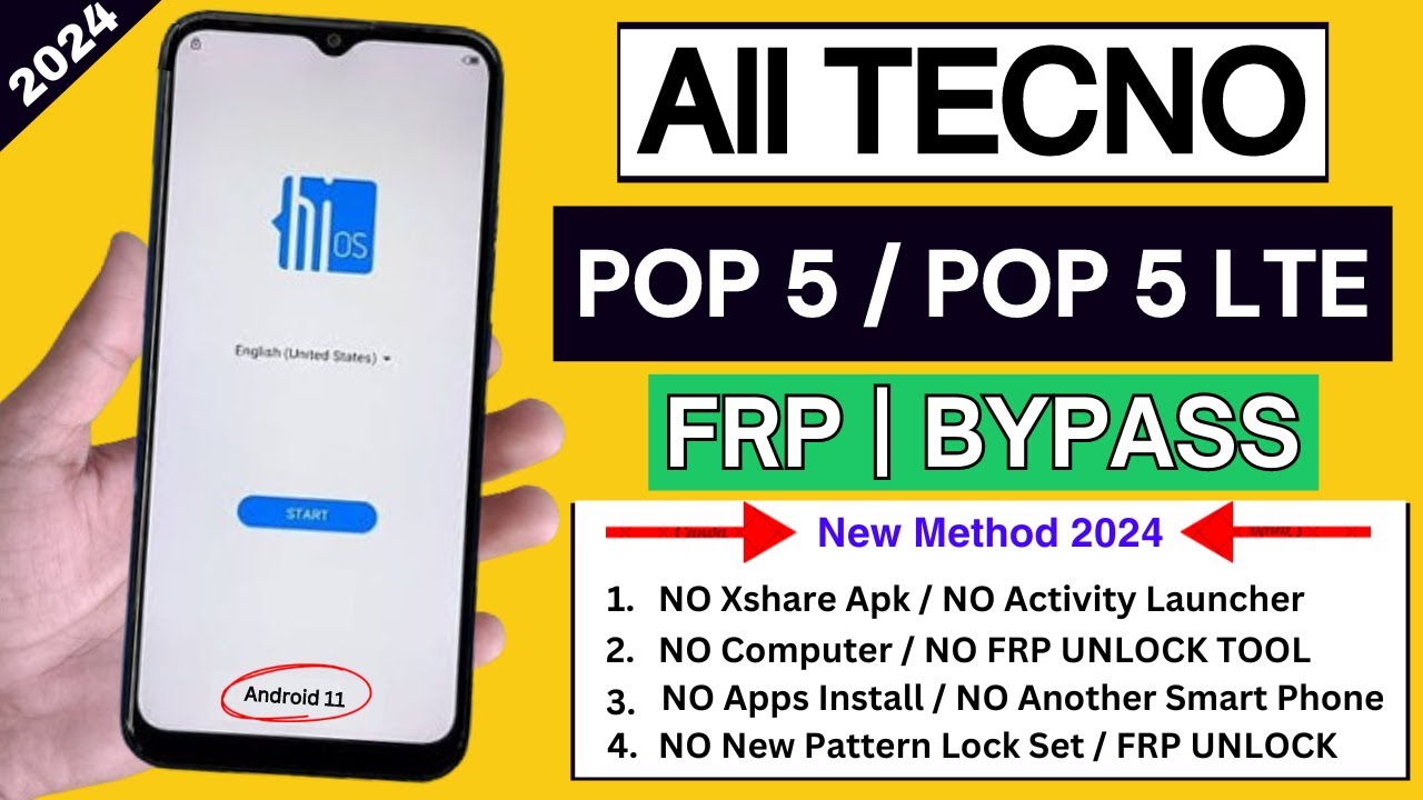 Tecno POP 5 / POP 5 LTE Android 11 Frp Bypass Without PC | All Tecno (BD4) (BD2P) Frp Unlock