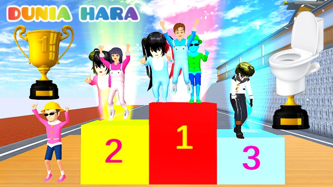 Yuta VS Mio Lomba Parkour Toilet Pelangi Warna Warni Kumpul Uang Ulang Tahun Baby Hara | Sakura