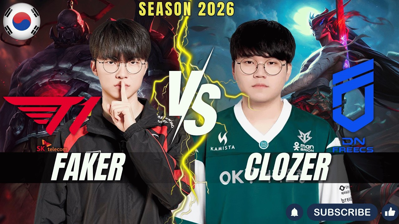 T1 Faker vs DNS Clozer - Faker SION vs Clozer YONE Mid - Patch 26.3 KR Ranked | lolrec