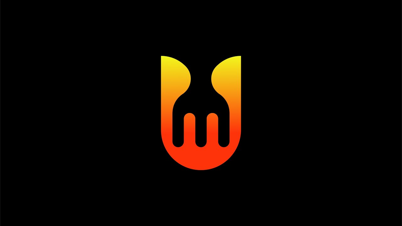 Letter U And Fork Food Monogram | Logo Design - Adobe Illustrator Logo Design Tutorial