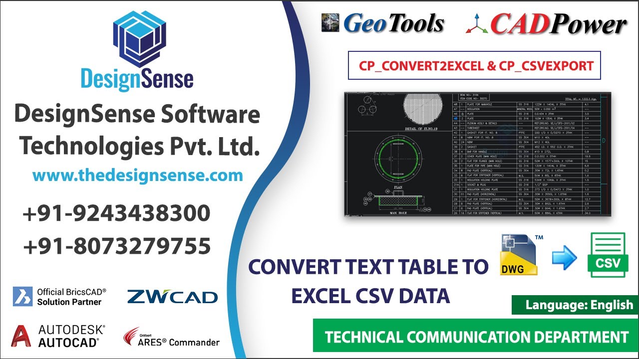 Easily convert text table data into structured Excel sheets in AutoCAD and BricsCAD