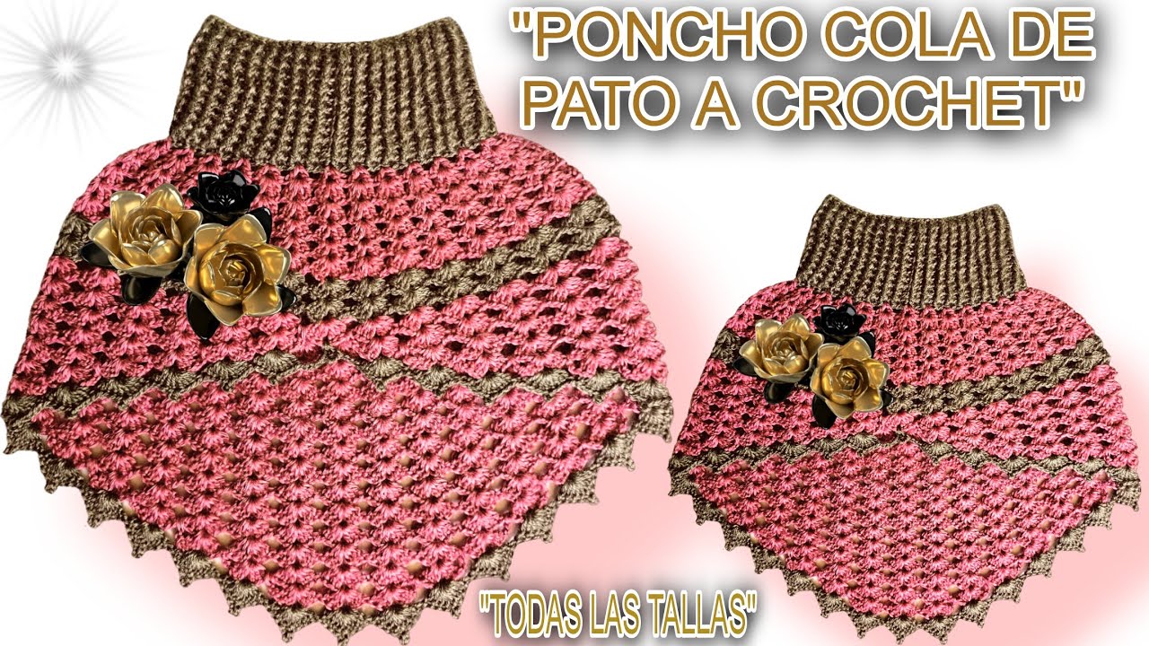 COMO tejer PONCHOS COLA DE PATO a crochet PUNTOS CLAVES pasó a pasó (TODAS LAS TALLAS)