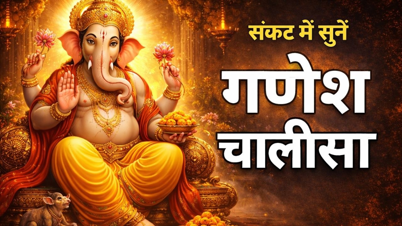 श्री गणेश चालीसा | Ganesh Chalisa with Lyrics | 3 Times Loop for Removing Obstacles