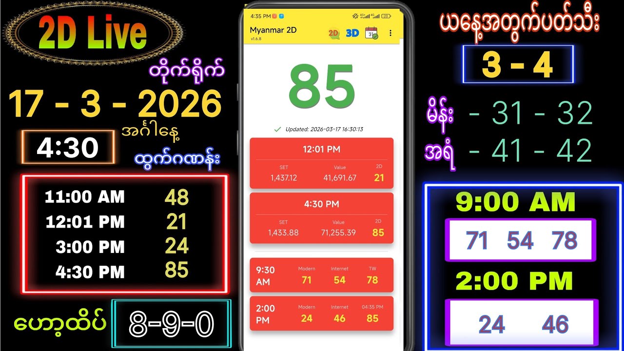 2d Live (17-3-2026) အင်္ဂါနေ့ ညနေခင်း 4:30  #2dlivethutamg #2dlivev #2d #ဟော့ထိပ်