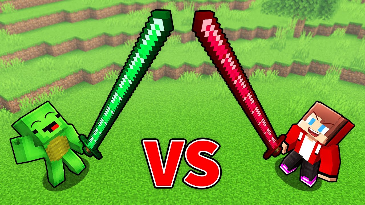 Mikey EMERALD vs JJ RUBY LONGEST SWORD Survival Battle in Minecraft (Maizen)