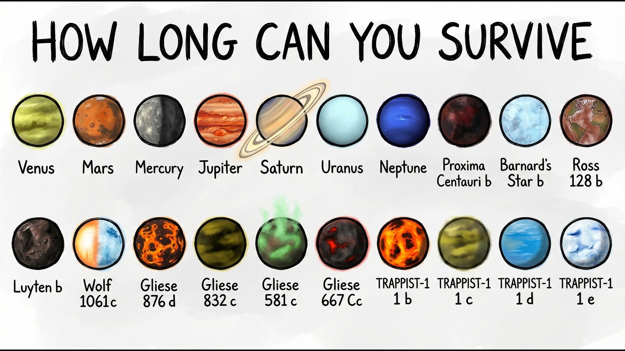 Survival Time On 20 Different Planets Without a Suit