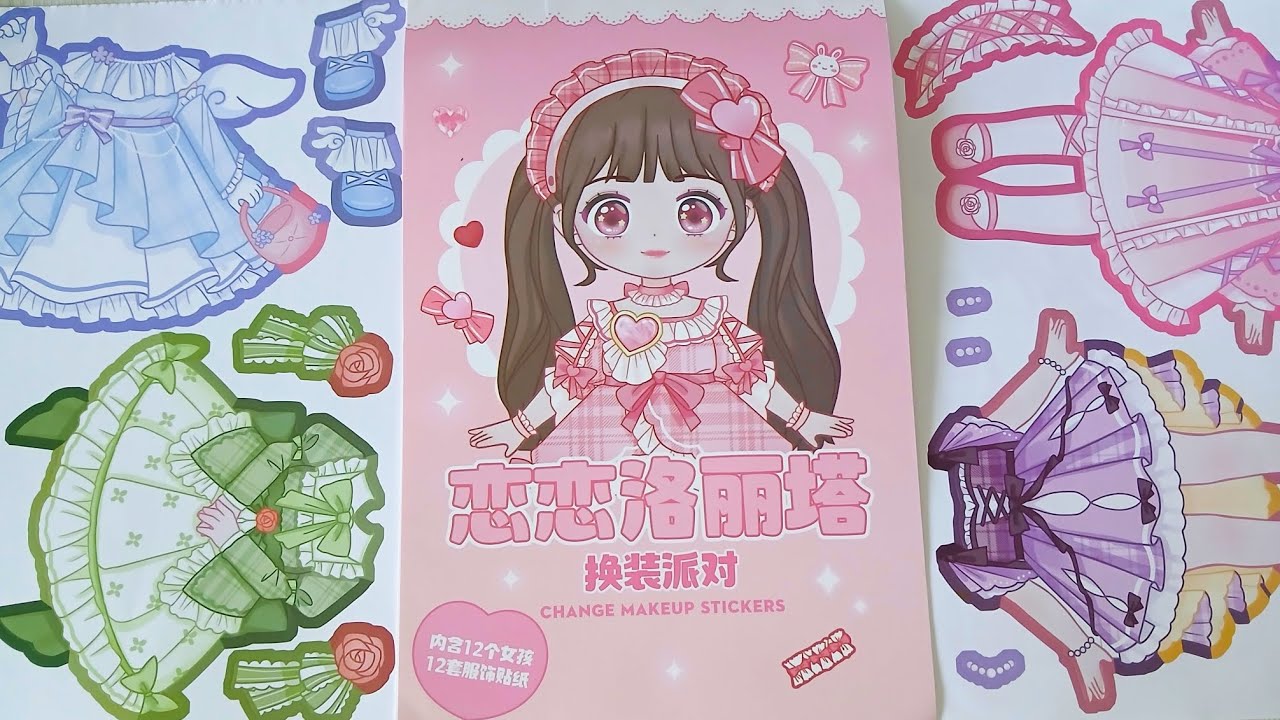 Thiết kế sách hình dán Sticker trang trí gương mặt, phụ kiện, đầm tiểu thư cho búp bê đáng iu
